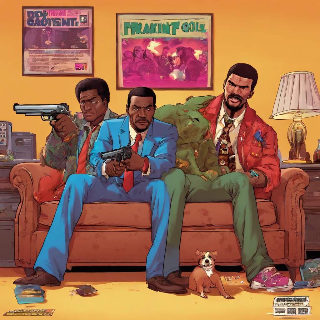 Tony pointed a gun at Carl Trevor looked at a helpless Franklin Mike and Claude arguing Victor carrying Tommy's shoulder and talking about the past Johnny and Lee sitting on the sofa next to them watching all this, with a smile on their mouths