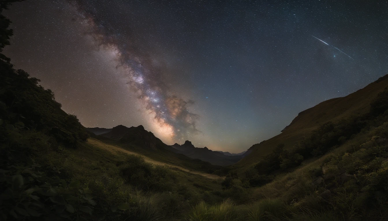 Master Parts、qualidade superior、Qualidade de imagem superior、A qualidade 8k、Beautiful photos of the starry sky、magnifica、Arched Milky Way:1.9、Geleira Azul、aurora:1.9