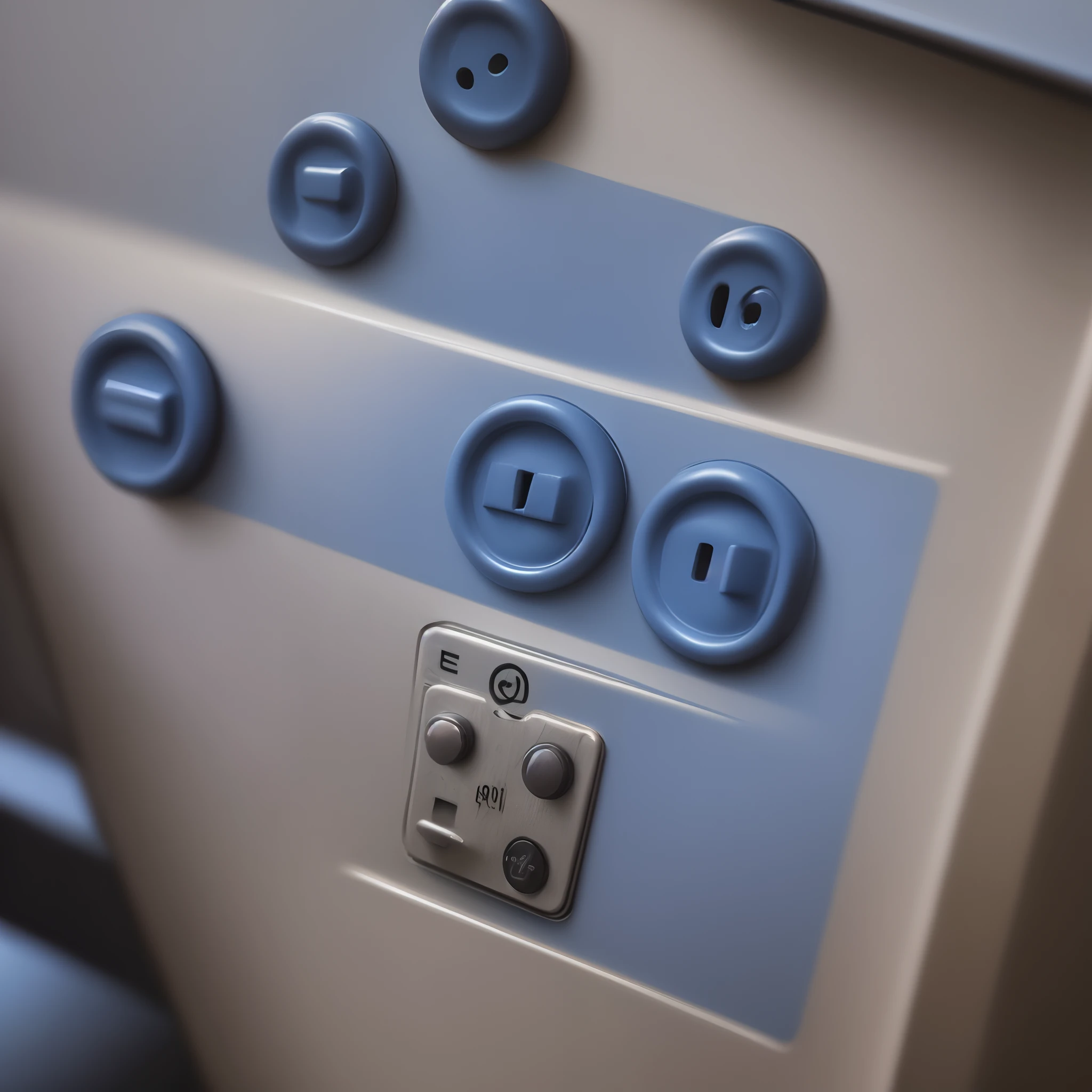 Rectangular dark blue button