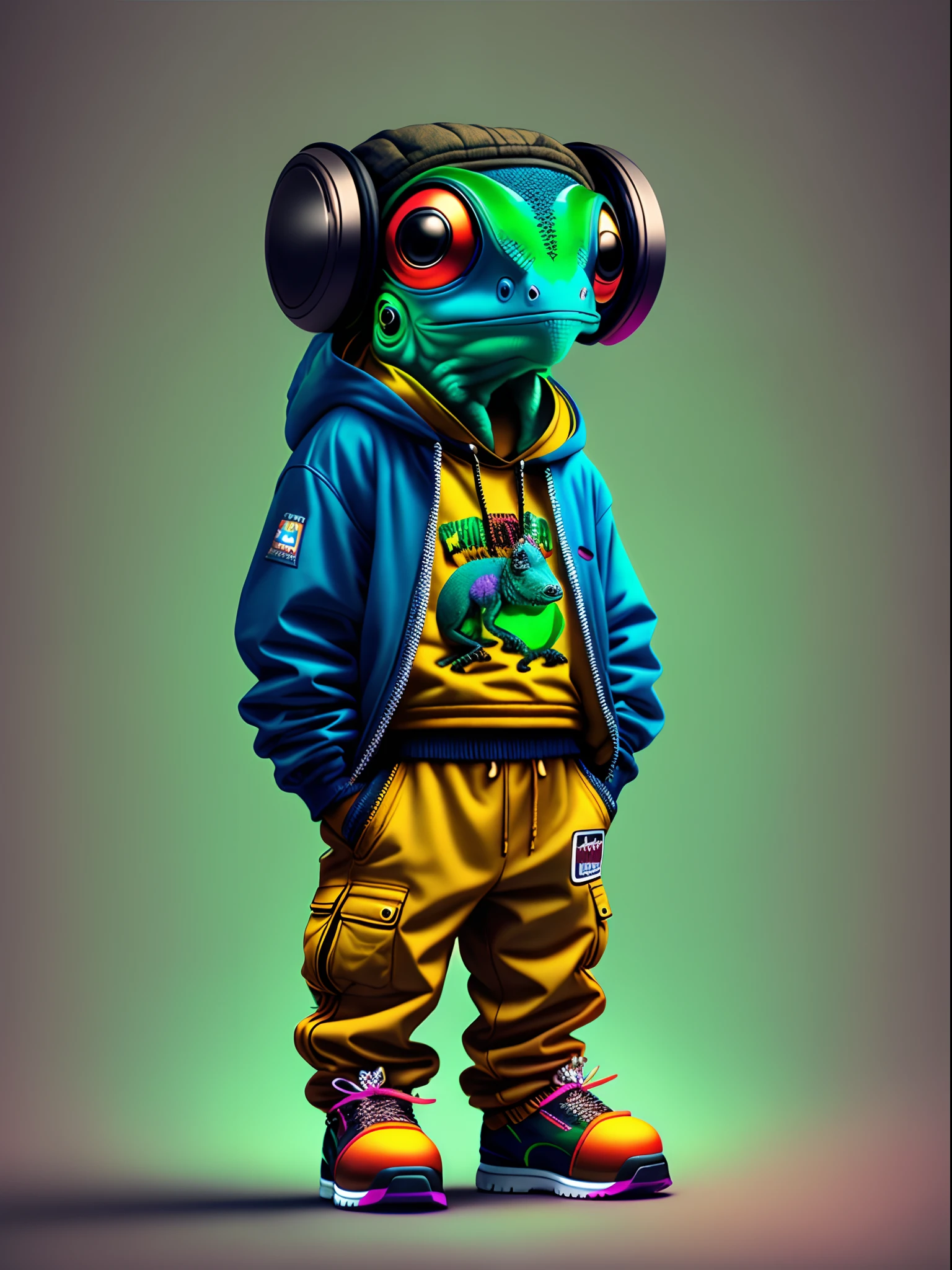 Cat-eared little boy cute cyberpunk
