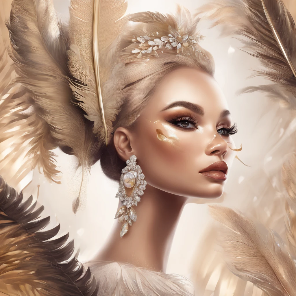 Woman with feathers on her heels of Arakis, stunning digital illustration, Exquisite digital illustration, A beautiful artwork illustration, Beautiful digital illustration, elegant digital painting, High heels. anime style at pixiv, golden feathers, Beautiful digital artwork, stunning art style, digital art of an elegant, Beautiful illustration, 8K high quality detailed art, gorgeous digital art