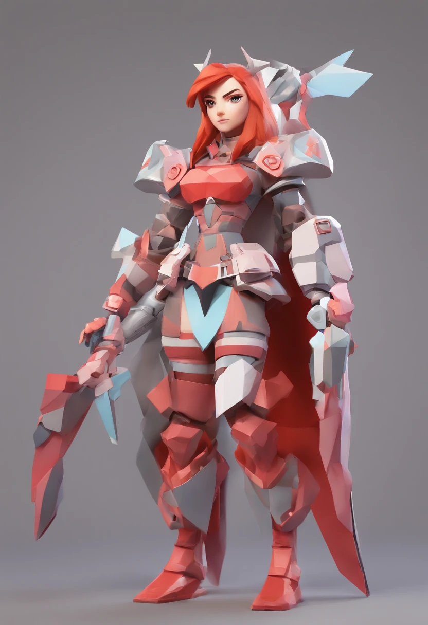 Close-up of toy character of a red-haired woman, highly detailed character, Stylized anime, 3 d render stylized, character render, stylized 3d render, stylized as a 3d render, low poly character, valkyrie style character, anime styled 3d, stylized character, Anime Stylization, Female protagonist 👀 :8, merged character