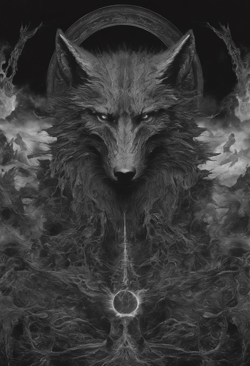 smoking wolf There's a planet in the middle, Tentacles in the universe, Lovecraftianoa inspiration, Lovecraftianoo cosmic fear, Paisagem infernal lovecraftianoa, fantasy and cosmic horror movie, atmosfera lovecraftianoa, lovecraftiano, A planet in open space