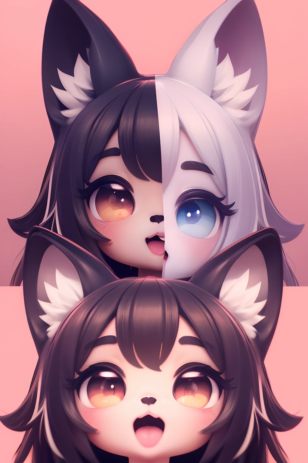 Cartoon foxes with different expressions and expressions on a pink background, Emote, Rostos bonitos, cuteexpression, Emote twitch, raposa bonito, 🍁 fofo, fofo, cute smoke stuffed fox girl, Giro, extremamente fofo, ██full of expressions██, Raposas, cute features, design de adesivo do telegrama, ela tem um rosto expressivo bonito, Telegrama Sticker