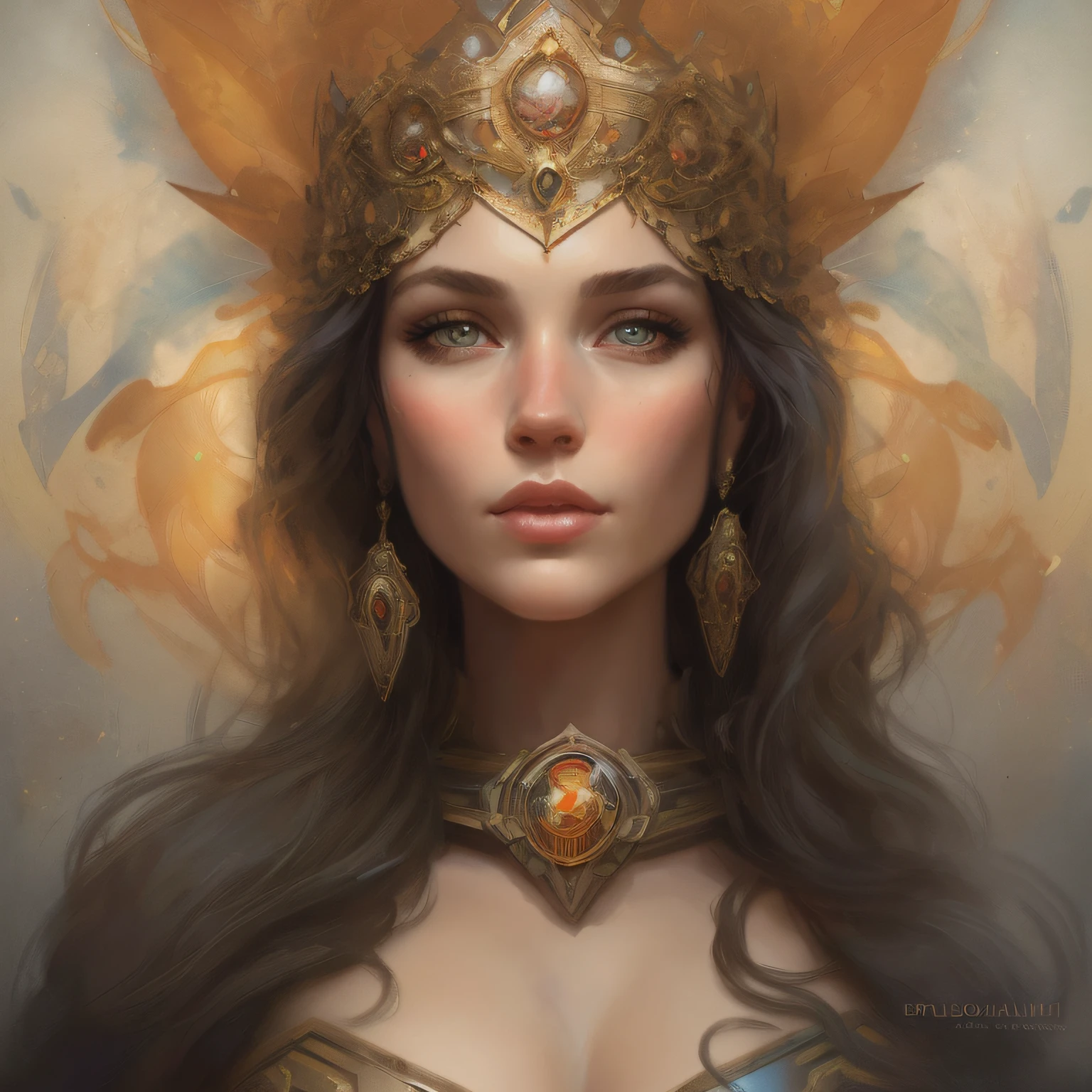 A painting of a supergirl adorned with a krypton headdress and a black supergirl uniform, Mucha Klimt y Tom Bagshaw, WLOP complejo, exquisite digital illustration, Bel art UHD 8K, Arte digital 8K altamente detallado, Awesome Digital Illustration, Karol behind UHD, a beautiful empress of fantasy, Jen Bartel, Pintura detallada 8 K, Arte digital detallado 8K, Sharp 8K detail, Award-winning digital illustration:1.1