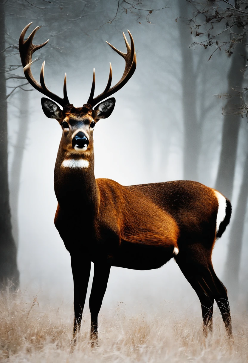Create a simple yet captivating silhouette of a graceful deer