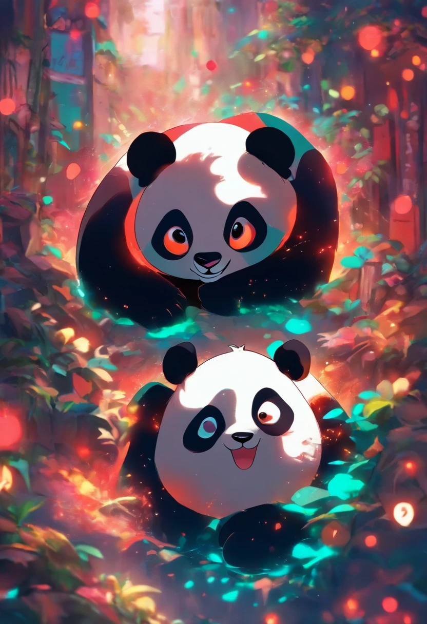 Ein niedlicher Panda,has big eyes，Rouge，faul，greet，Hohe Detailgenauigkeit, weisser hintergrund