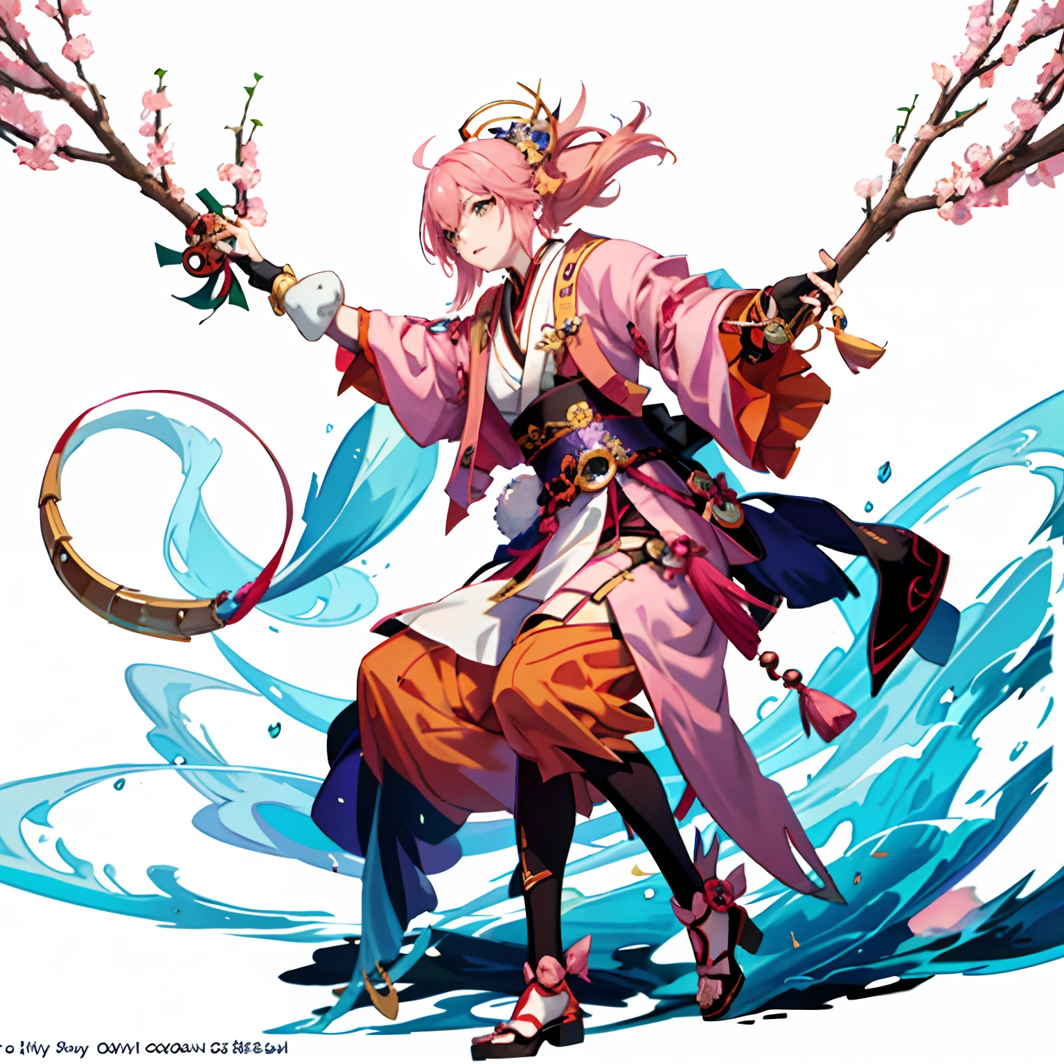 Anime character with pink hair and yellow coat with drum, zhongli from genshin impact, keqing from genshin impact, genshin impact character, cushart kenz, jrpg character art, Ayaka Genshin Impact, cushart krenz, onmyoji detailed art, Lung-hsien, ayaka game genshin impact, final fantasy tactics character