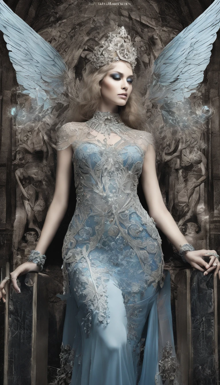 Art by Luciano Ventrone feat Marek Okon under influence of Alberto Seveso inspired by Albrecht Dürer , zbrush central contest winner, Photorealistic style full body portrait of embodiment of sensuality and desire, beautiful noble face, Caucasian blonde goddess of sin, gorgeous feminine figure, slim trained body, perfect breast, cubby lips, mystic background, fantasy transparent outfit by Jean Paul Gaultier feat Muccia Prada, iced blue eyes, a lovely crystal embellished, goddess beautiful body, masterpiece, transparent,(stance:1.1),dramatic lighting