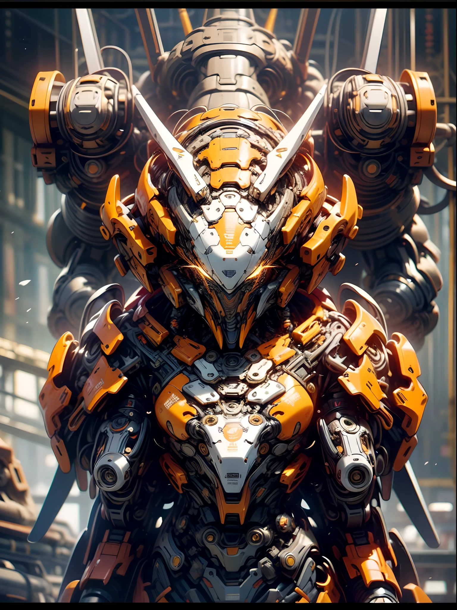 Mechanical steampunk-style mecha girl, made from mechanical parts, (mecha body), (mecha limbs), ((detailed face)), ((looking at camera)), gears and cogs, insane detail, ((dynamic pose)), cinematic lighting, steampunk background.