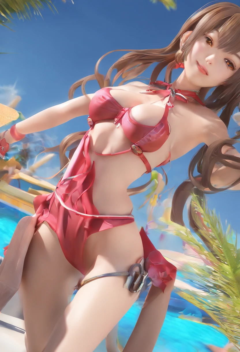 (((Haruna Kojima)))、NSFW、AKB48、Brown hair、Longhaire、Plump lips、D cup tits、big eye、Gold Bikini、Buriko