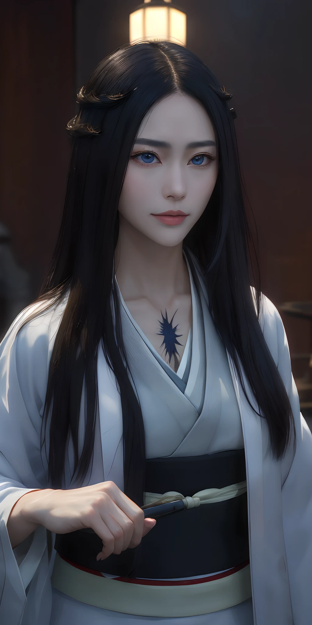 A girl stands alone in a traditional Japanese dojo, wearing a beautiful Unohana-style attire. Her striking blue eyes capture your attention as they sparkle with intensity. She dons a haori, a symbol of her status and expertise in martial arts. As she stands confidently, you notice a scar on her chest, an indication of her past battles and determination.
Her face is delicately detailed, with long eyelashes framing her captivating eyes. Her lips are slightly parted, as if she is about to say something. The scene is set indoors, with soft lighting highlighting her presence. Her smile radiates warmth and confidence, drawing you into her world.
The artwork is of the highest quality, with ultra-detailed features and textures. Every brushstroke and detail is meticulously crafted, bringing the image to life. The overall style is reminiscent of traditional Japanese portraits, capturing the essence of elegance and strength.
The color palette is dominated by shades of blue, reflecting the calmness and serenity of the dojo. The lighting accentuates the highlights and shadows, creating a sense of depth and dimension. The combination of vivid colors and professional studio lighting enhances the overall visual impact.
The prompt is as follows:
"Unohana, solo, Japanese clothes, blue eyes, haori, dojo, scar on chest, lora:unohana:0.9, parted lips, indoors, smile, best quality, ultra-detailed, realistic:1.37, portraits, blue color palette, studio lighting."