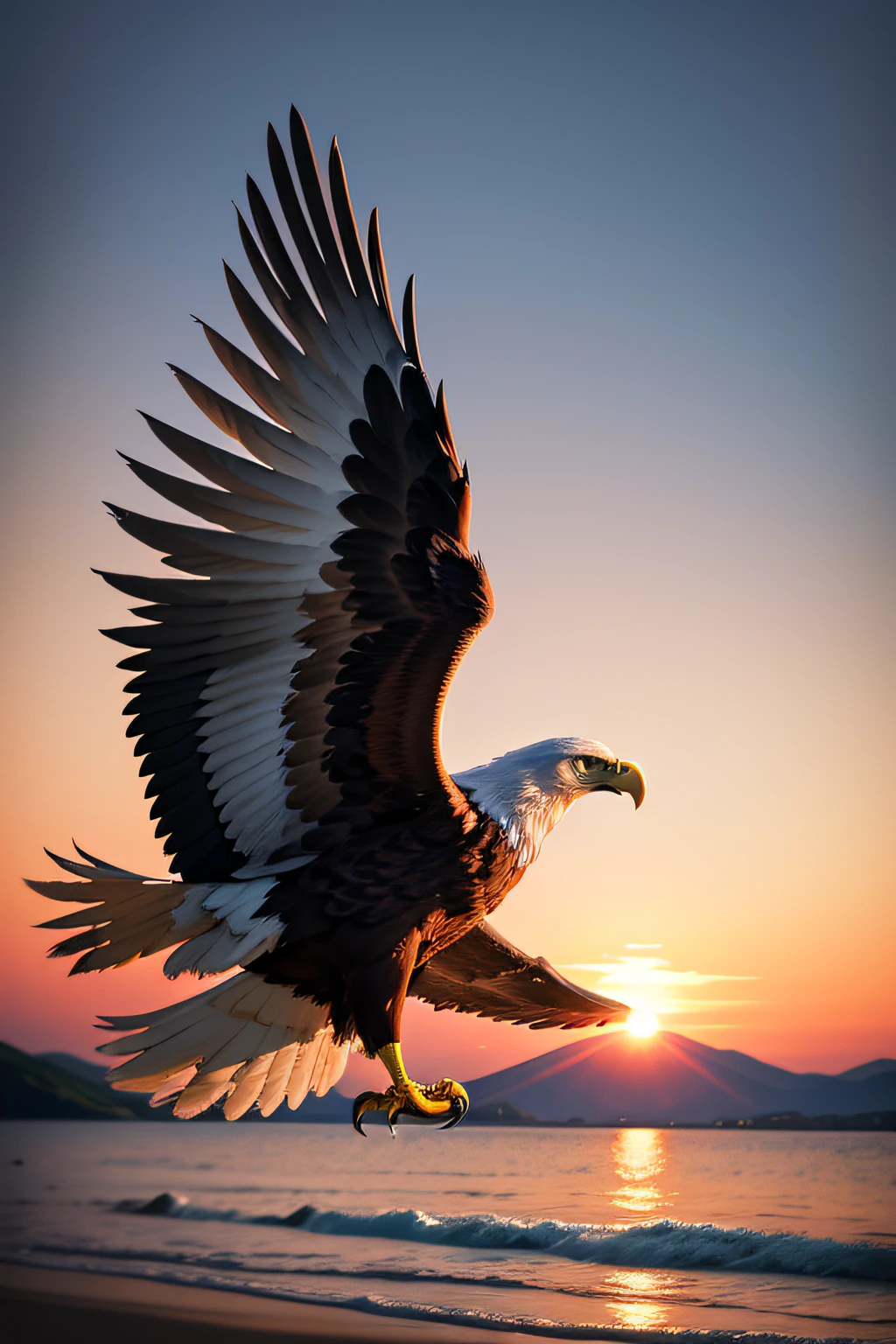 Woman with white wings, ((close up eagle)), long dress detailed, ((bloom)), (masterpiece), (mindfully colorful), divine rays, (ultra high quality), (8K quality ), depth of field, bursts of wind, ((soft detail)), dark style, ((ray tracing effect)), (realistic: 1.3), (sharpened), mountain, multi layers, high gloss, detailed flare, (body curved), DLSR, 8K UHD, (sun glare), detailed ambient lighting, glitters, intense sun, sunny day, clouds