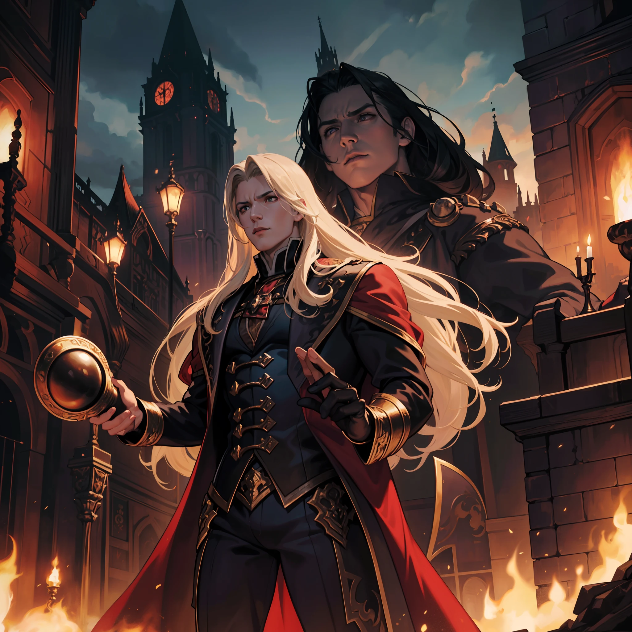 Castlevania Lord of the shadows hyper realistic super detailed Dynamic shot master piece scene cinématique scènes movie Epic Legendary portrait plan of Lord Dracula discussing seriuously with demons hell about battle War hyper realistic super detailed faces hyper realistic super detailed poses hyper realistic super detailed hands Anatomy correct proportions