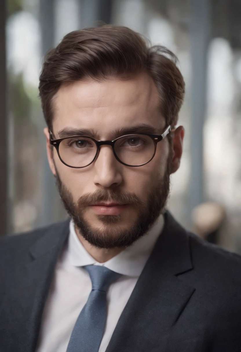Arafed man with beard and glasses in a suit, Vladimir Motsar, freudiano, inspirado em Albert Bertelsen, Luciano Freud, Rodolfo Belarski, Acionismo vienense, Konstantin Porubov, Laszlo, inspired by László Eloquent, edouard caplain, oil-painting, High resolution 4K, cores vibrantes
