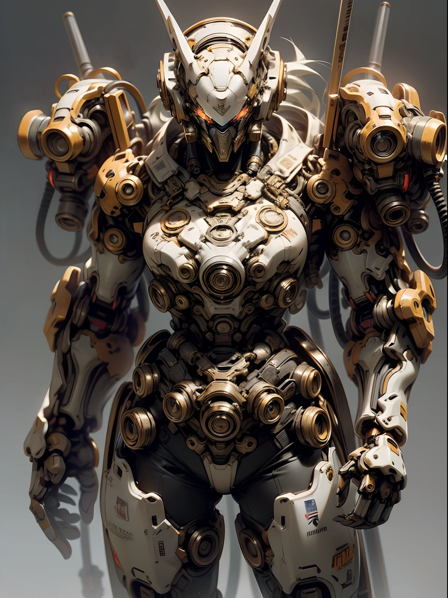 Mechanical steampunk-style mecha girl, made from mechanical parts, (mecha body), (mecha limbs), ((detailed face)),  ((looking at camera)), gears and cogs, insane detail, ((dynamic pose)), cinematic lighting, steampunk background.