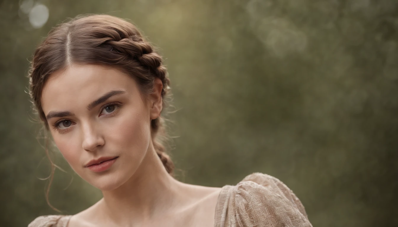 woman beautiful skin brown braid french deep look