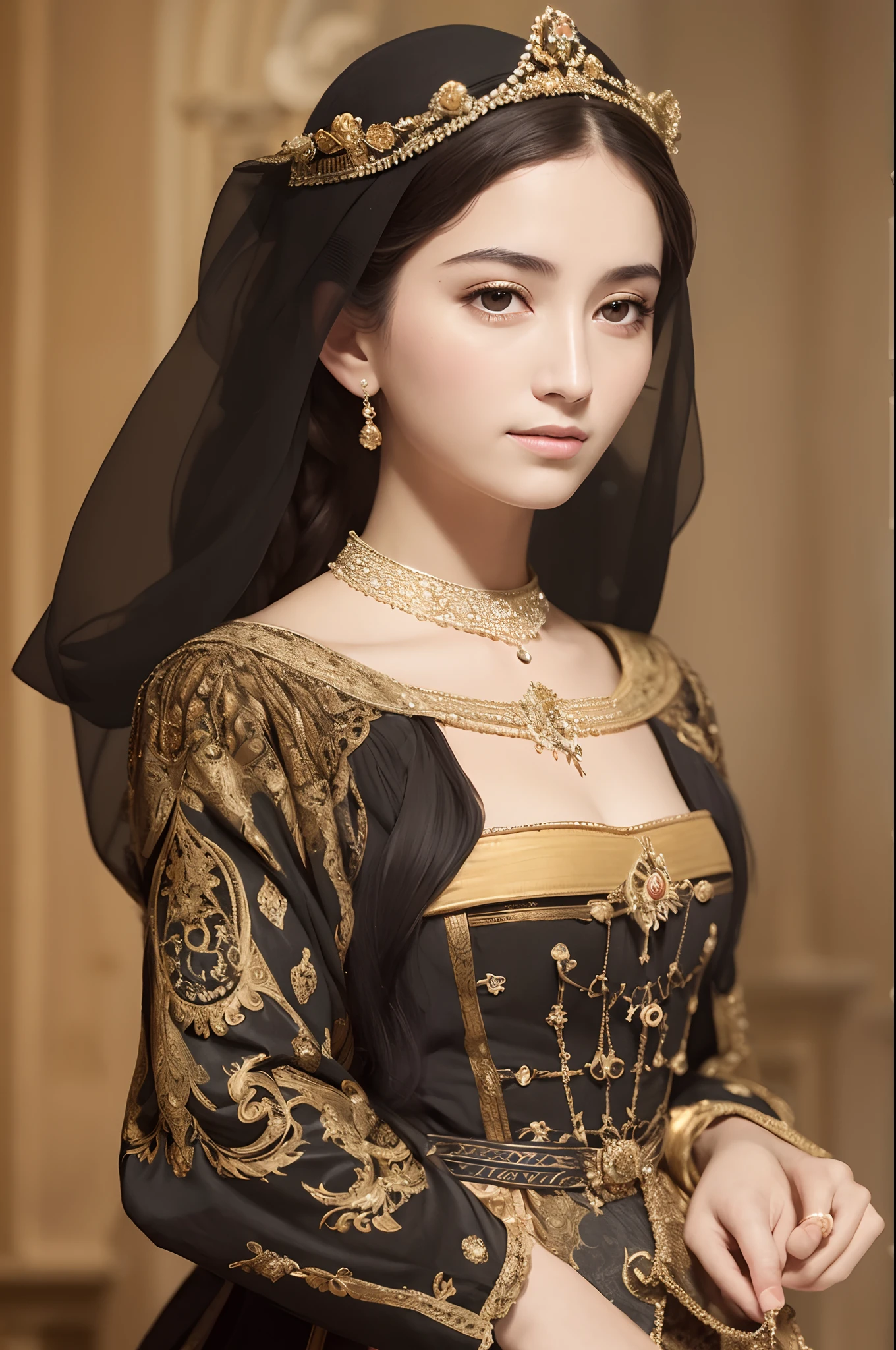 Best quality, masterpiece, super high resolution, original photo, 1 woman,Beautiful,royal dress, in the 16th century, the Ottoman Empire, extremely delicate face,smooth skin,super detail.