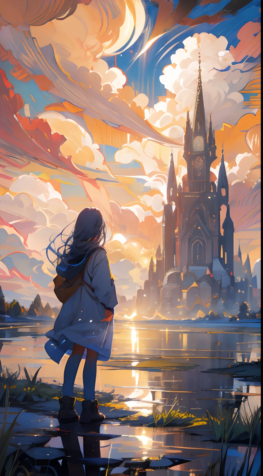 golden sky, gorgeous clouds, beautiful sky, amazing view, stunning view, landscape, breath taking image, perfect light, traced light through clouds, eclipse