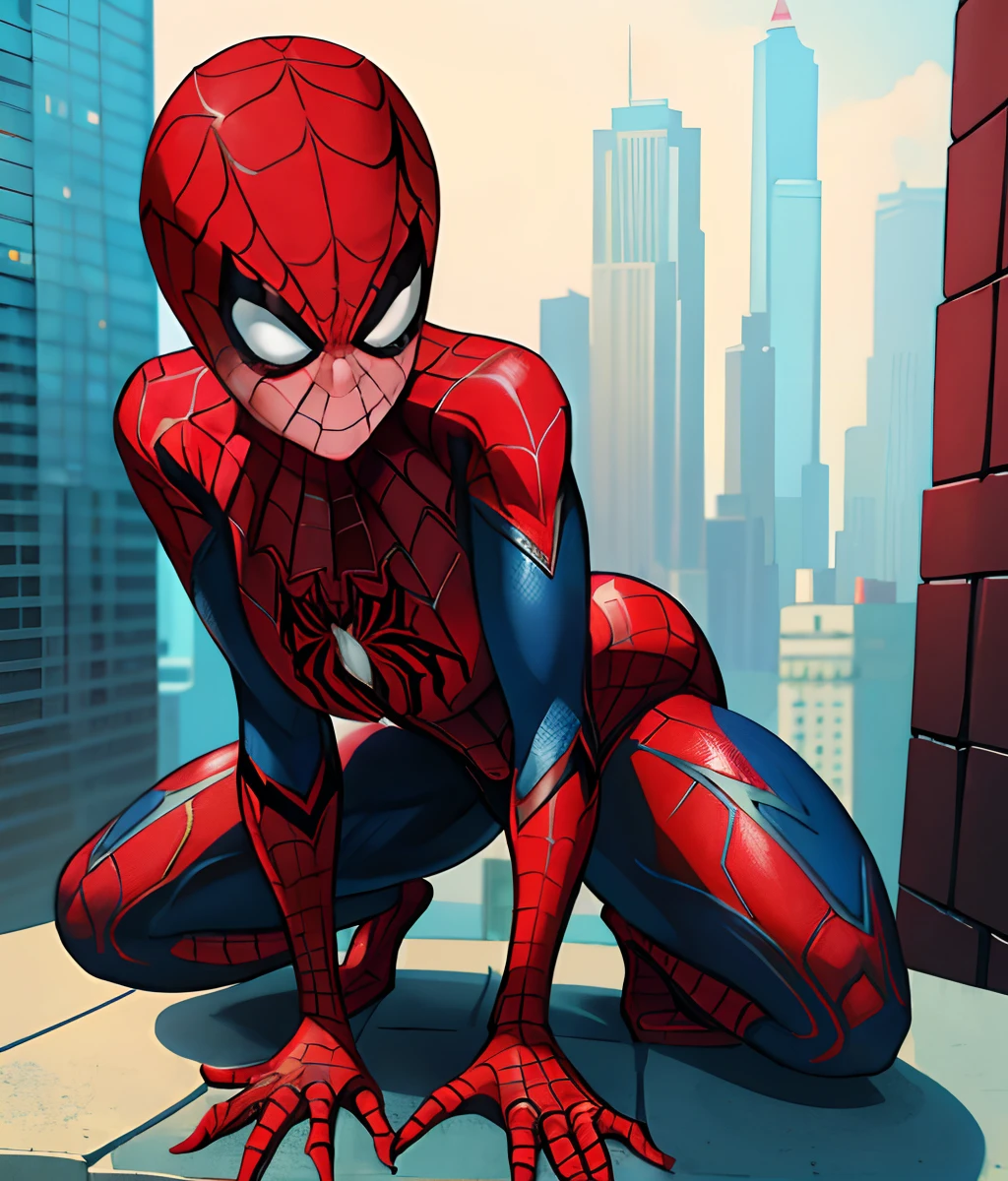 a close up of a woman in a red spider - man suit posing on a ledge, gwen stacy, ( ( spiderwoman ) ), photorealistic perfect body, highly detailed giantess shot, hyperrealistic full figure, thicc, spiderwoman!!, spider woman, realistic bikini, spiderwoman!!!!!, bodybuilder superhero bikini, amouranth as a super villain