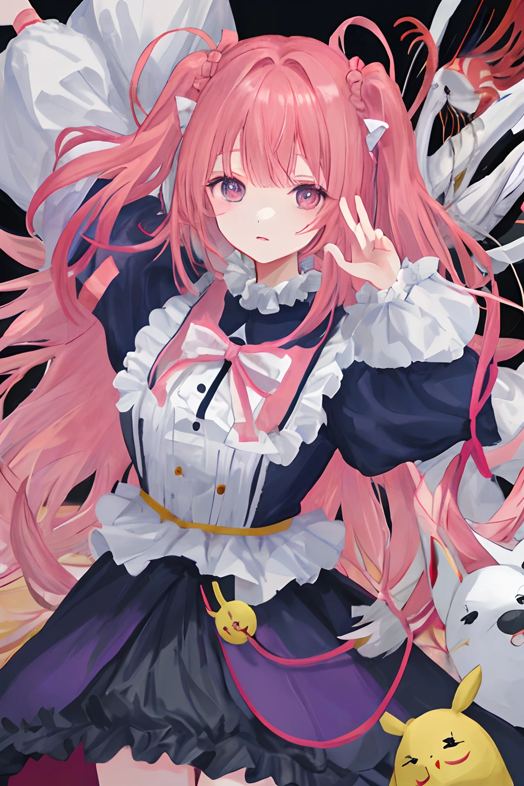 Official Anime Characters、(Dutch woman:1.1)、masterpiece、High resolution、8K、
She was wearing a clown costume and、、I have very long pink hair、
Detailed skin、A detailed eye、Detailed clown makeup、
Inside the dusty circus arena、
Volumetric fog、volumetric dust、
Photos made with natural style photos on Canon EOS、
Popular at Art Station、Popular for Divian art、popular on flicker