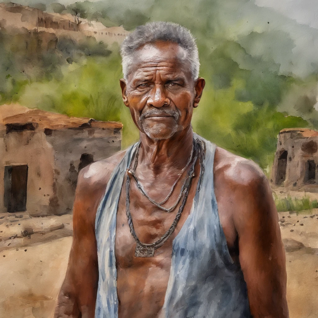 foto RAW, a close up portrait photo of brutal 45 y.El hombre con ropa basura, corte de pelo largo, Pale skin, Cuerpo delgado, El fondo son las ruinas de la ciudad, (Piel altamente detallada:1.2), 8k UHD, DSLR, Soft lighting, Alta calidad, Film grain, Fujifilm XT3