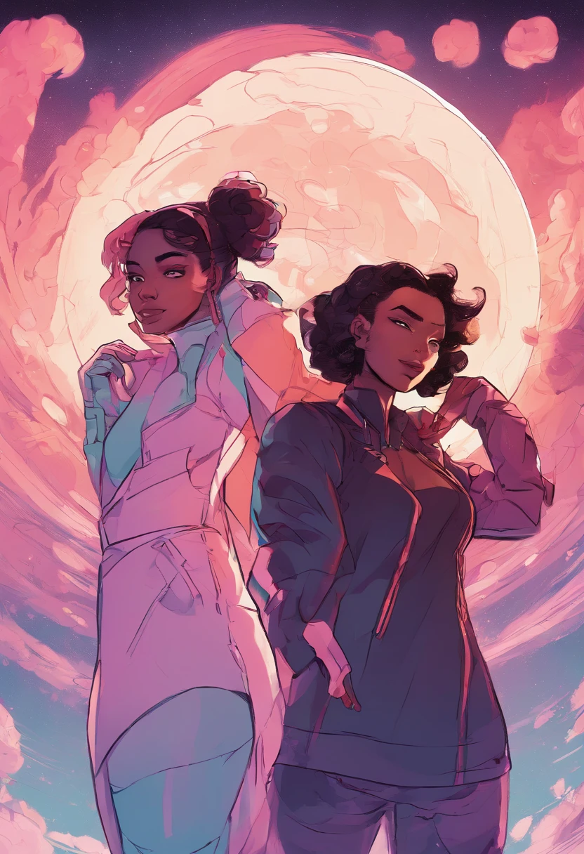 A cartoon of two women embracing, Steven Universo Estilo, arm around her neck, Charli Bowater e Artgeem, Steven Universo, Fanart de alta qualidade, Directed by: Adam Darius Keel, Jazz e Rossdraw, ❤🔥🍄🌪, badass composition, Loish |, Directed by: Andrée Ruellan, Fanart oficial