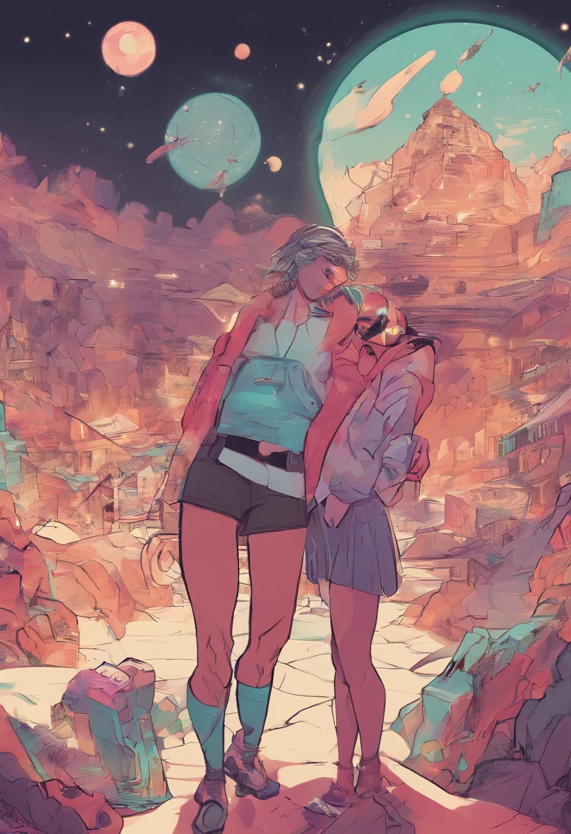 A cartoon of two women embracing, Steven Universo Estilo, arm around her neck, Charli Bowater e Artgeem, Steven Universo, Fanart de alta qualidade, Directed by: Adam Darius Keel, Jazz e Rossdraw, ❤🔥🍄🌪, badass composition, Loish |, Directed by: Andrée Ruellan, Fanart oficial