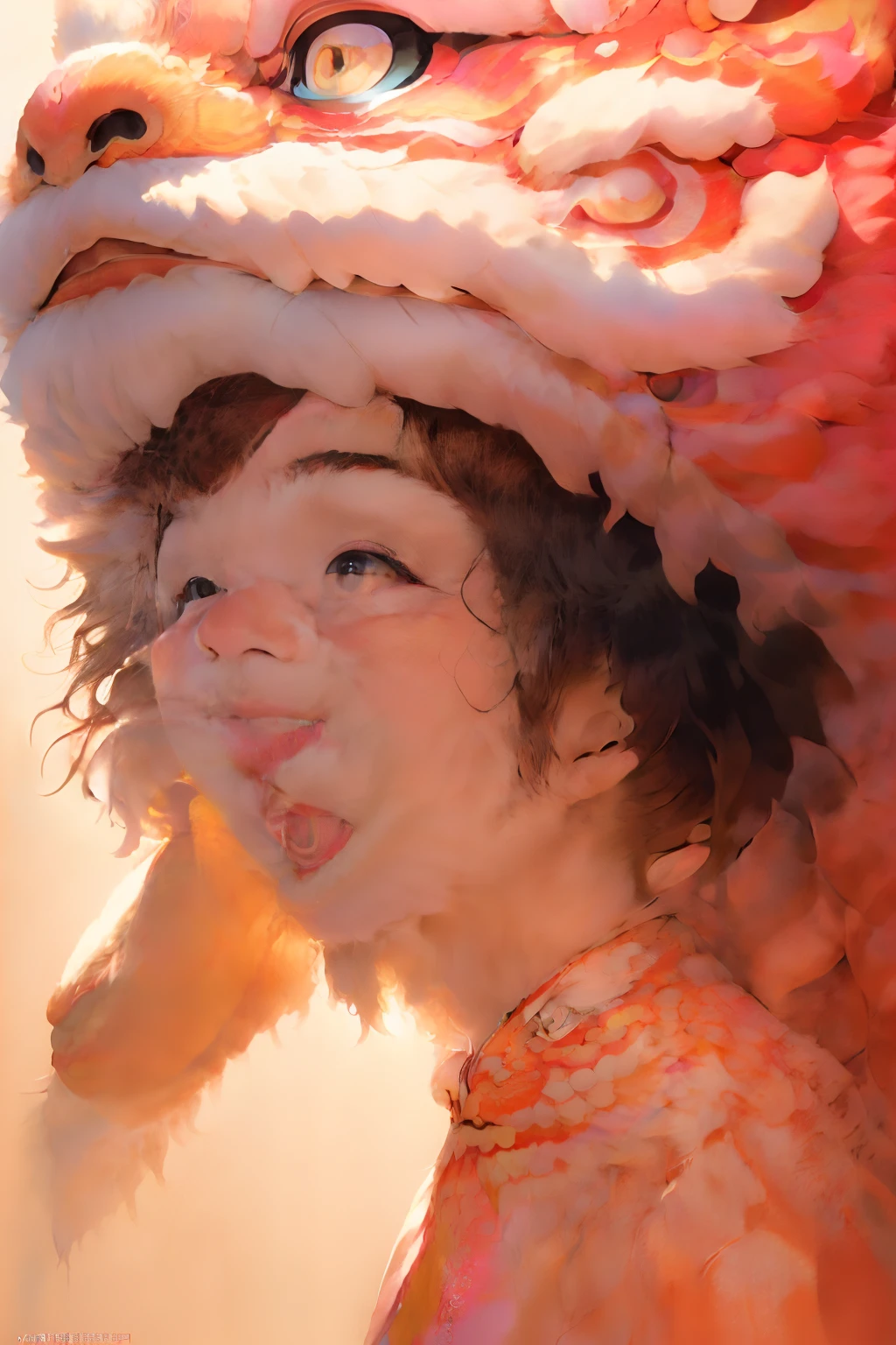 lion dance，Dance，4K Ultra HD, 超高分辨率, (Photorealistic: 1.4), Best quality，Masterpiece，Utra dilution，（pastel colour：1.2）