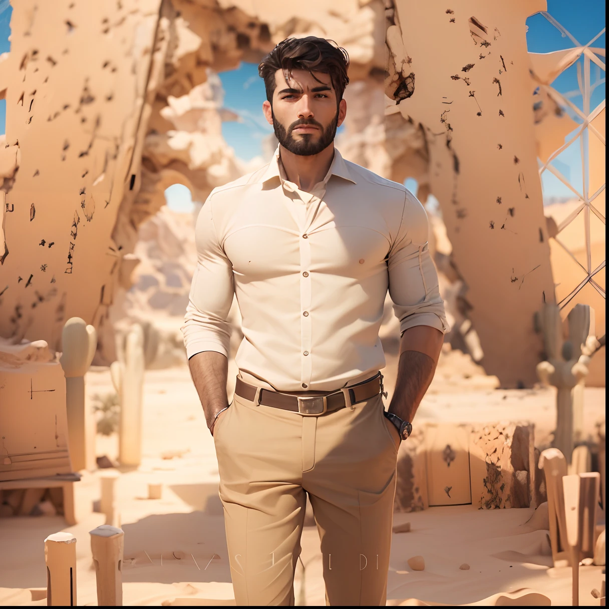 Change background desert perfection handsome picture realistic picture, 8k , ultra realistic picture
