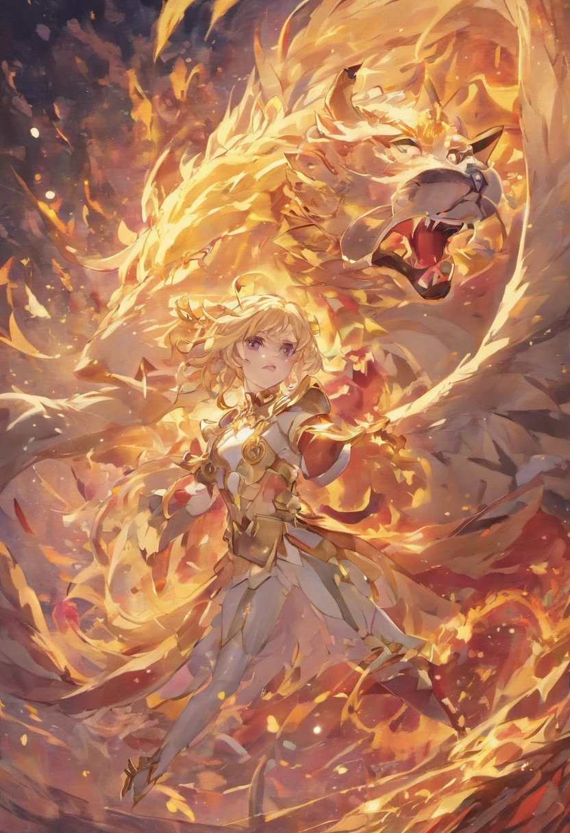 Homem Fera, Nian Fera，A besta maligna da mitologia popular chinesa e lenda，In the form of a hybrid of a lion and a man，Tamanho Enorme，Firstborn unicorn，Ele tem pelo branco de neve，Pink and white footprints appear everywhere they go