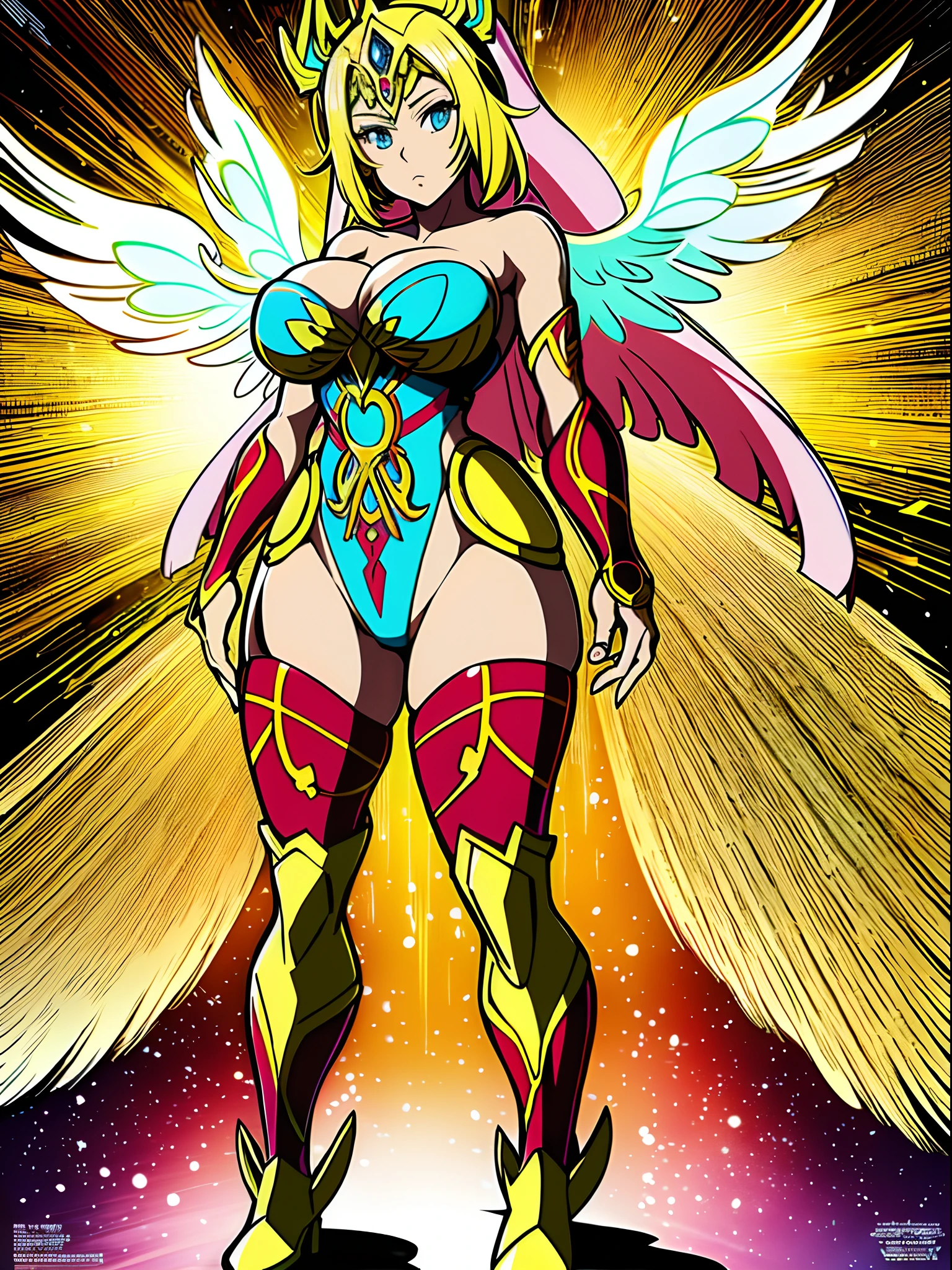 sentai ,, standing solo, weird, bizzare, angelic, divine, aura, celest, female, big breast, full body