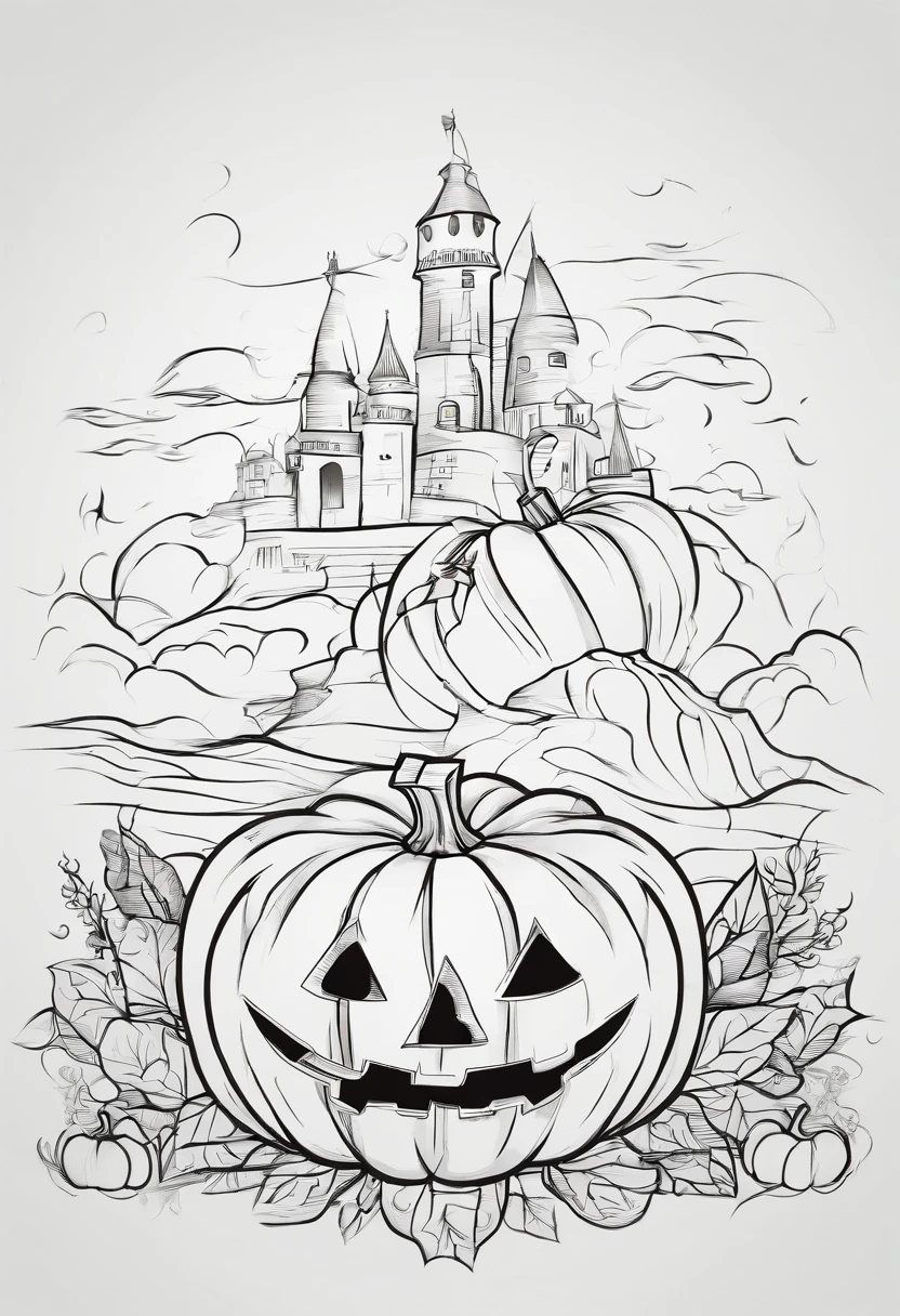 Jack-o'-lantern in the style of cartoons、Lots of jack-o'-lantern backgrounds、high-level image quality、Precision painting、4K、Hero Academia Style Art
