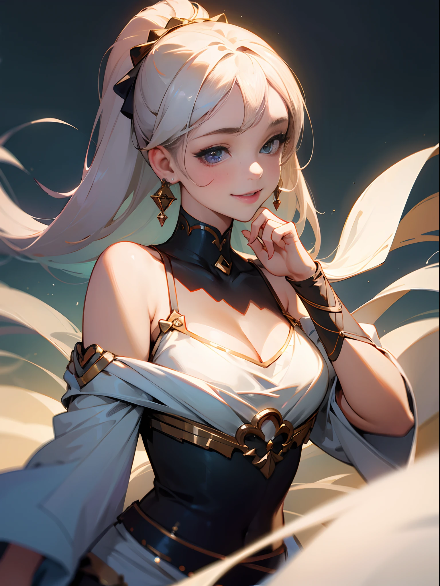beautiful young elf girl, , adorable, downward-pointing ears, long flowing white hair with braids, pale white skin, blue and purple eyes, wearing a simple white dress, basic brown tall boots, character design, anime style, high definition, (best quality,4k,8k,highres,masterpiece:1.2),ultra-detailed,(realistic,photorealistic,photo-realistic:1.37),HDR,UHD,studio lighting,ultra-fine painting,sharp focus,physically-based rendering,extreme detail description,professional,vivid colors,bokeh