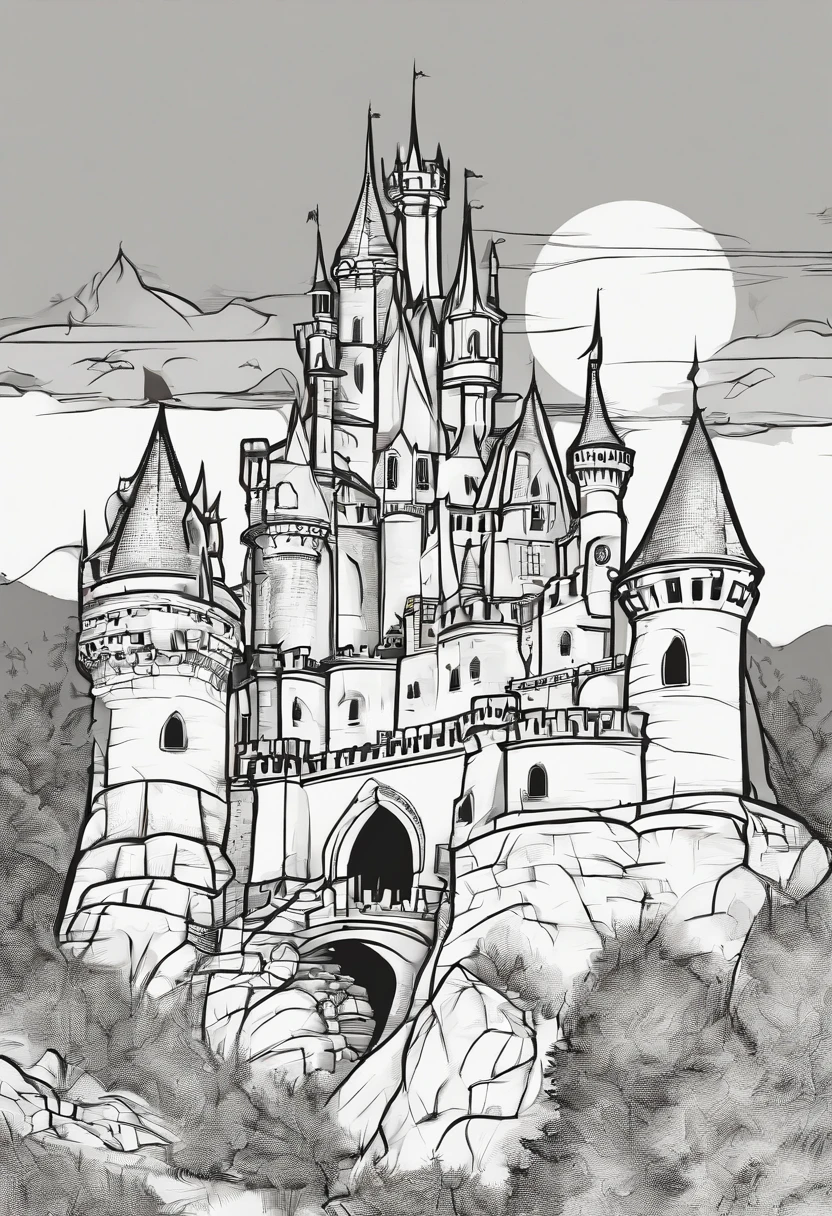 Cartoonish jack-o'-lantern、Dracula's Castle Background、high-level image quality、Precision painting、4K、Disney Style Art