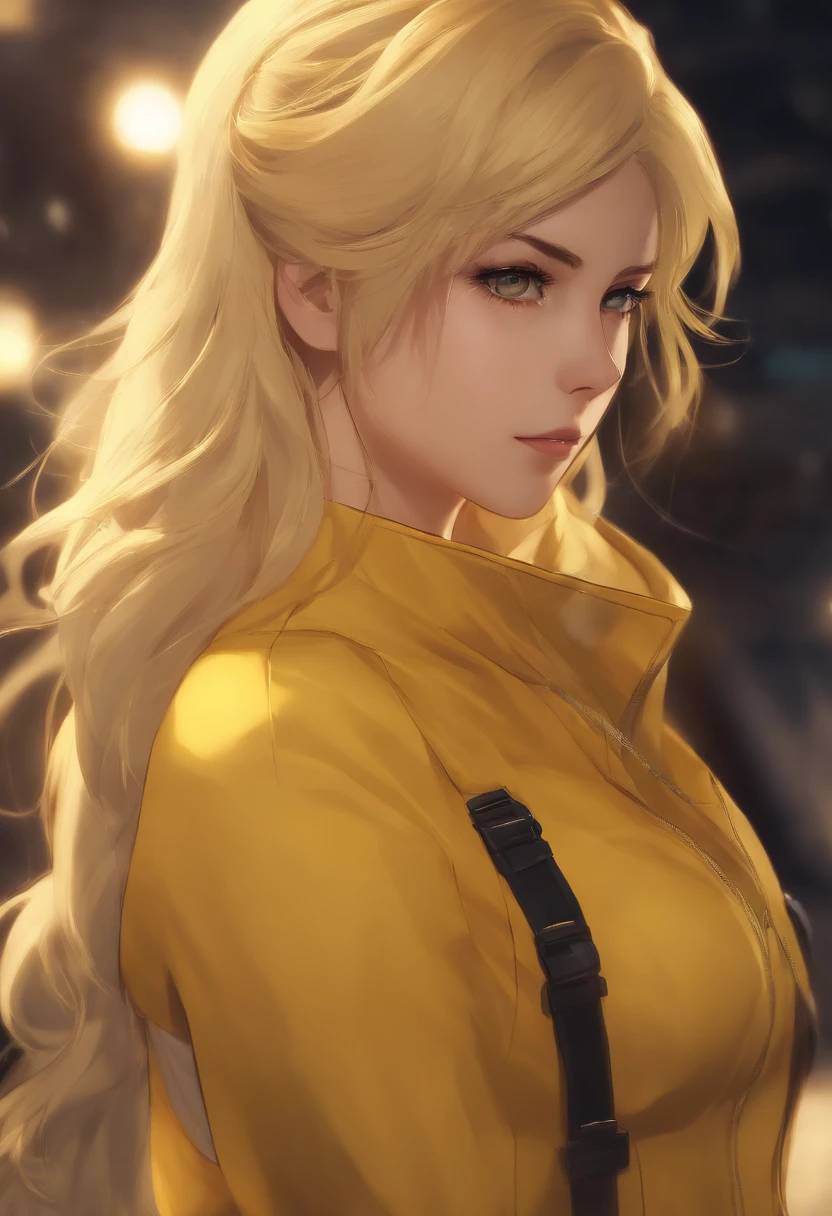 an anime character with blonde hair wearing a yellow outfit, a character portrait by Baiōken Eishun, tumblr, dau-al-set, toonami, anime, official art