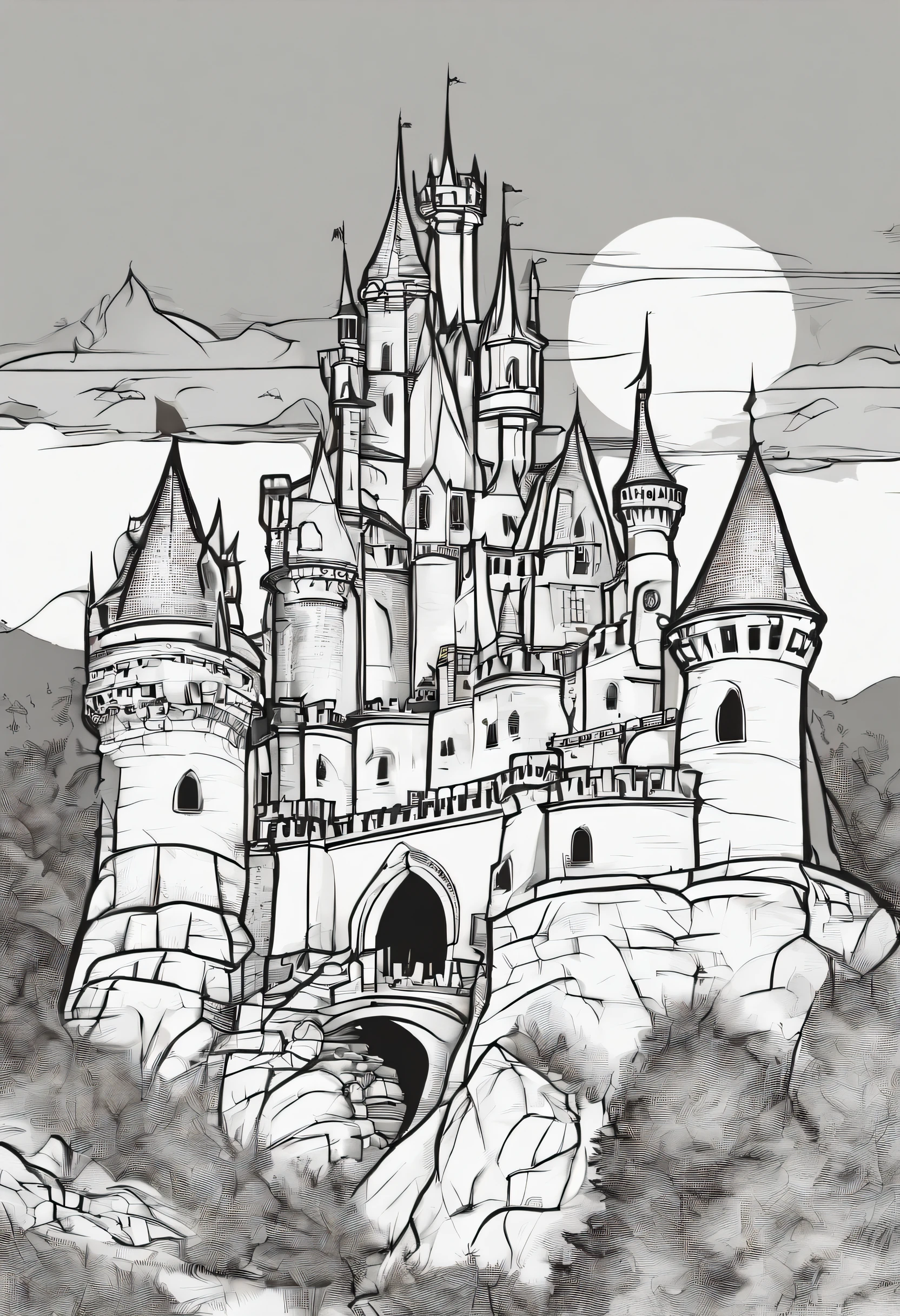 Cartoonish jack-o'-lantern、Dracula's Castle Background、high-level image quality、Precision painting、4K、Disney Style Art