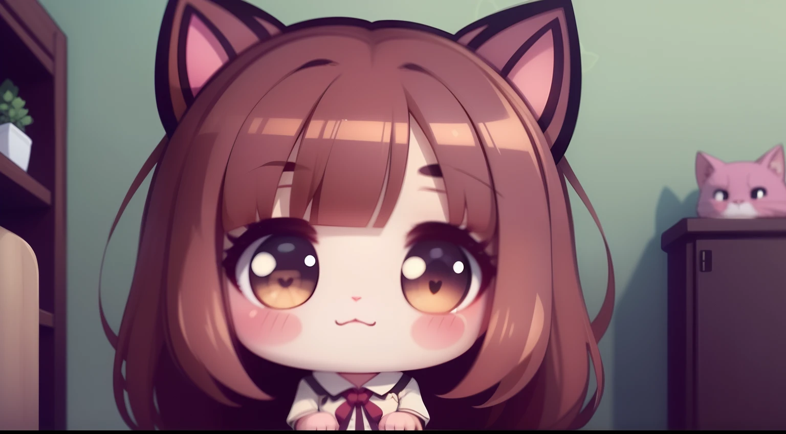 Anime girl with a cat and a heart in her head, gato anime bonito, kawaii chibi |, gato anime, Melhor Avaliado em Pixiv, Mikudayo, Pixiv, menina anime com orelhas de gato, gato anime, rato maplestory, visual anime de um gato bonito, Nekomimi, Estilo Pixiv, kawaii anime manga style