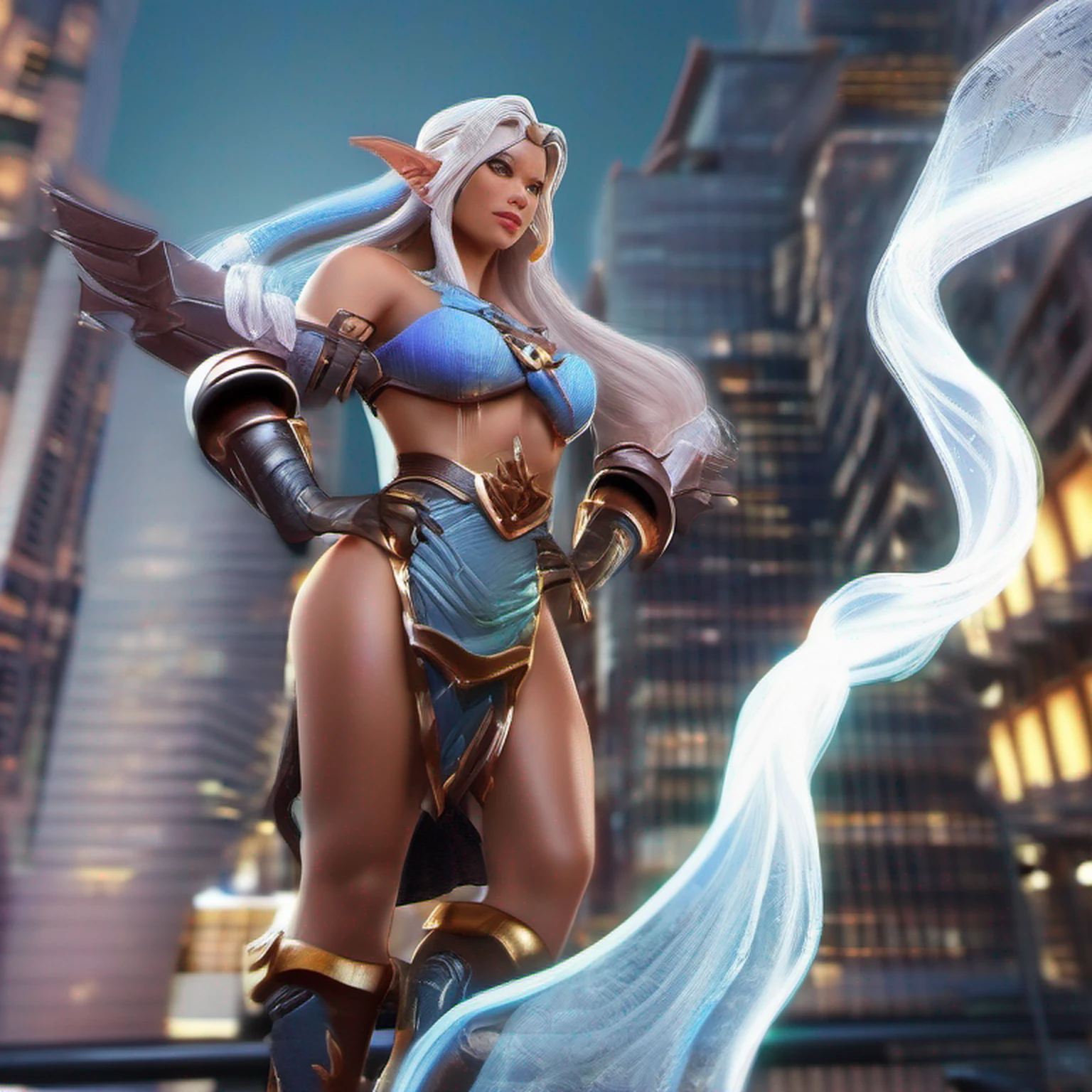 1girl, drow sexy, pele roxo-azul escura, long and elaborate braids of pale silver, ((Olhos vermelhos)), jewelries, orelhas de elfo, brincos, ((vestido sexy feiticeira branca)), ((maneja a equipe)), ((Cast light magic)), on a roof of skyscrapers, atletic, Volumetric lighting, melhor qualidade, master part, Realistic, anatomicamente correto, (Strong cinematic lighting), detalhes impressionantes, detalhes intrincados, 8K post-production, high resolution, super detalhes, trending on ArtStation, foco nítido, profundidade de campo f/1.8, studio photos, (((Looking at camera))), Jogo Street Figther, Warcraft,
