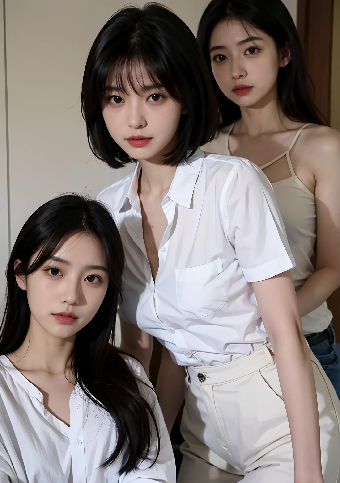arafed photo of a woman with a white shirt and a black hair, shiori teshirogi, kotegawa yui, yasumoto oka, narumi kakinouchi, chiho, kimi takemura, 奈良美智, harumi, sui ishida, aoi ogata