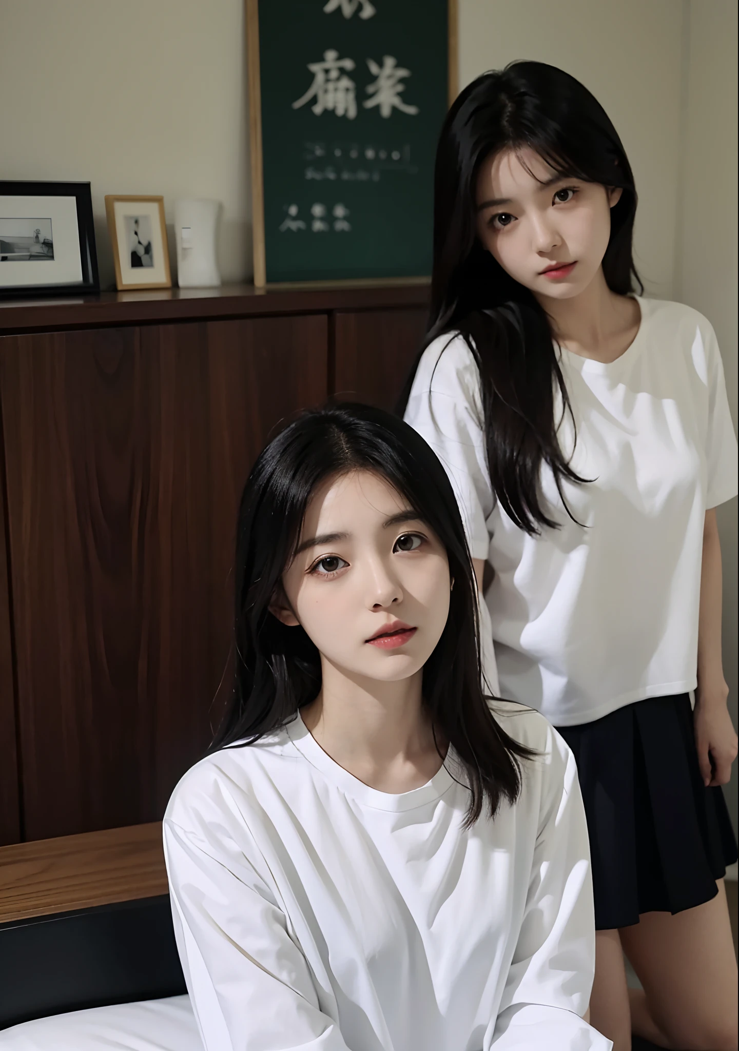 arafed photo of a woman with a white shirt and a black hair, shiori teshirogi, kotegawa yui, yasumoto oka, narumi kakinouchi, chiho, kimi takemura, 奈良美智, harumi, sui ishida, aoi ogata