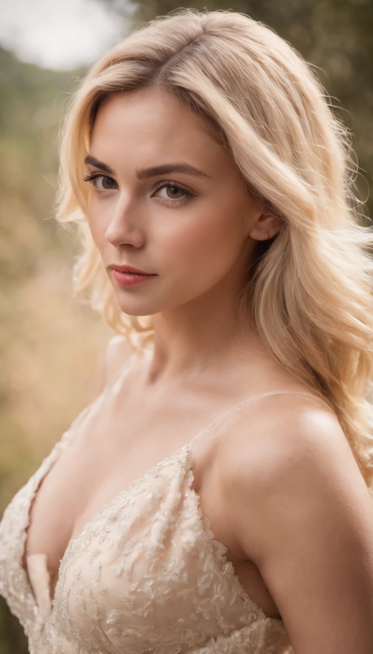 (One lady)、formal dress、28 year old、Sexy colombian woman with blond hair