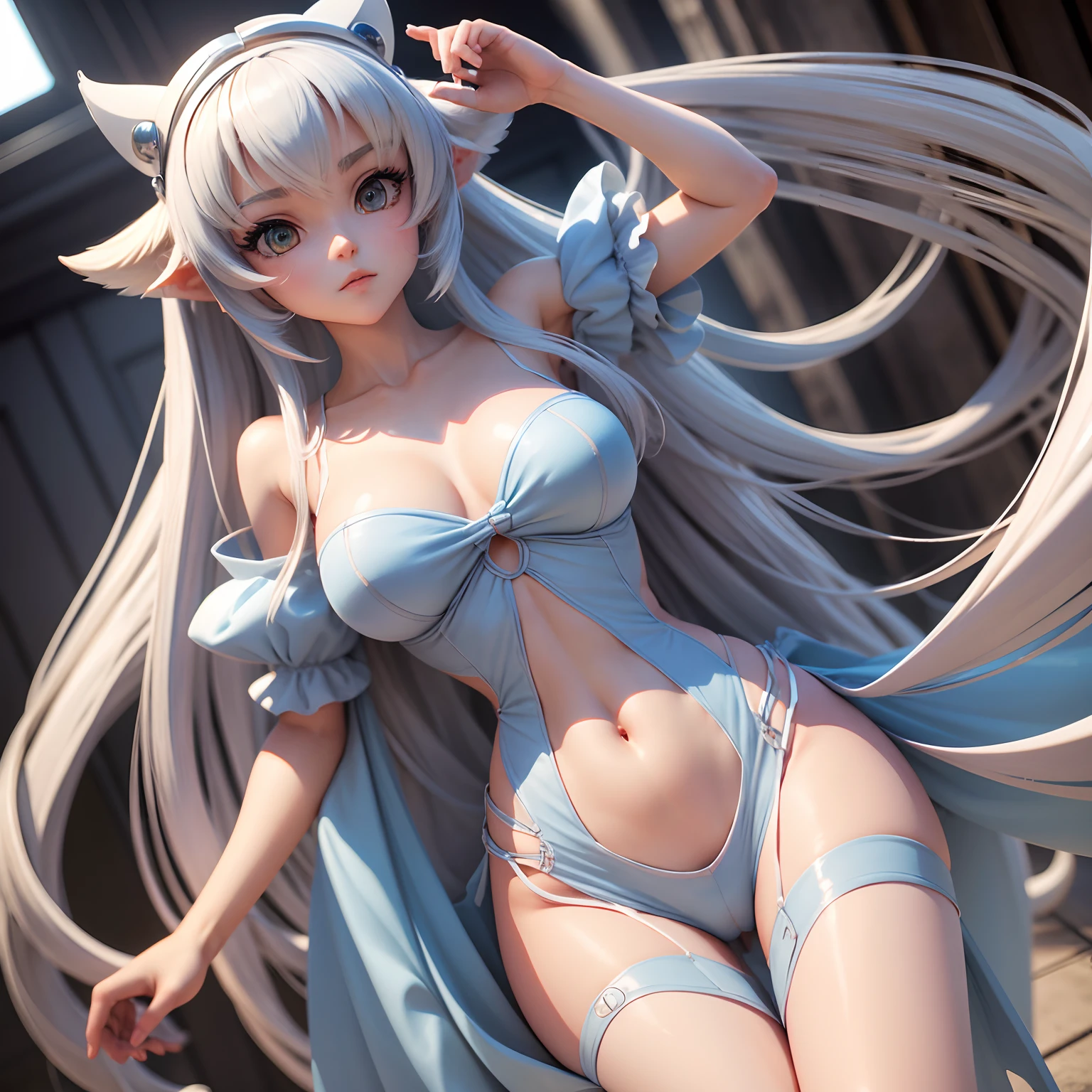 "About, chobits, Chi de roupa, alta qualidade, super realista, olhos perfeitos, hiper detalhado, 10K, 3D.”
