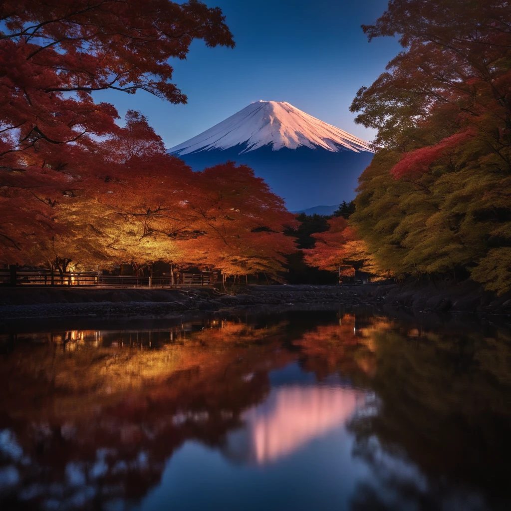Master Parts、Superior Quality、superior image quality、The 8k quality、Beautiful pictures of the starry sky、magnifica、(Mt fuji:1.25)、dramatic cloud:1.5、Evening glow:1.9