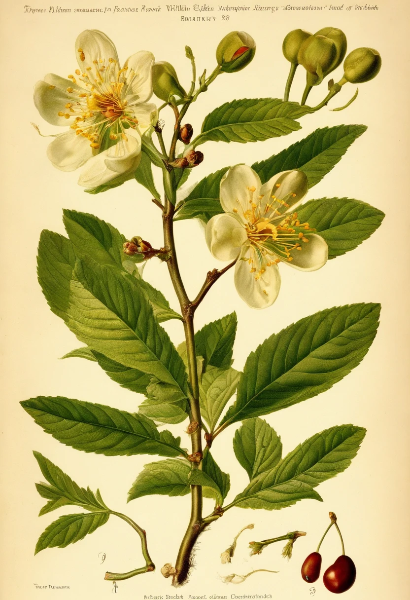 Botanical illustration of a cherry plum, Prunus cerasifera, flower showing its roots a closeup of a flower with many parts of it, botanical poster, botanical anatomy, botanical art, botanical art, botanical printing, botanical illustration, botanical design, botanical herbarium, morto, mas bonito. Papoilas, botanico, Directed by: Maria Sibylla Merian, inspirado em Christoffer Wilhelm Eckersberg, art nouveau botanicals, Papoilas, high definition, high quality