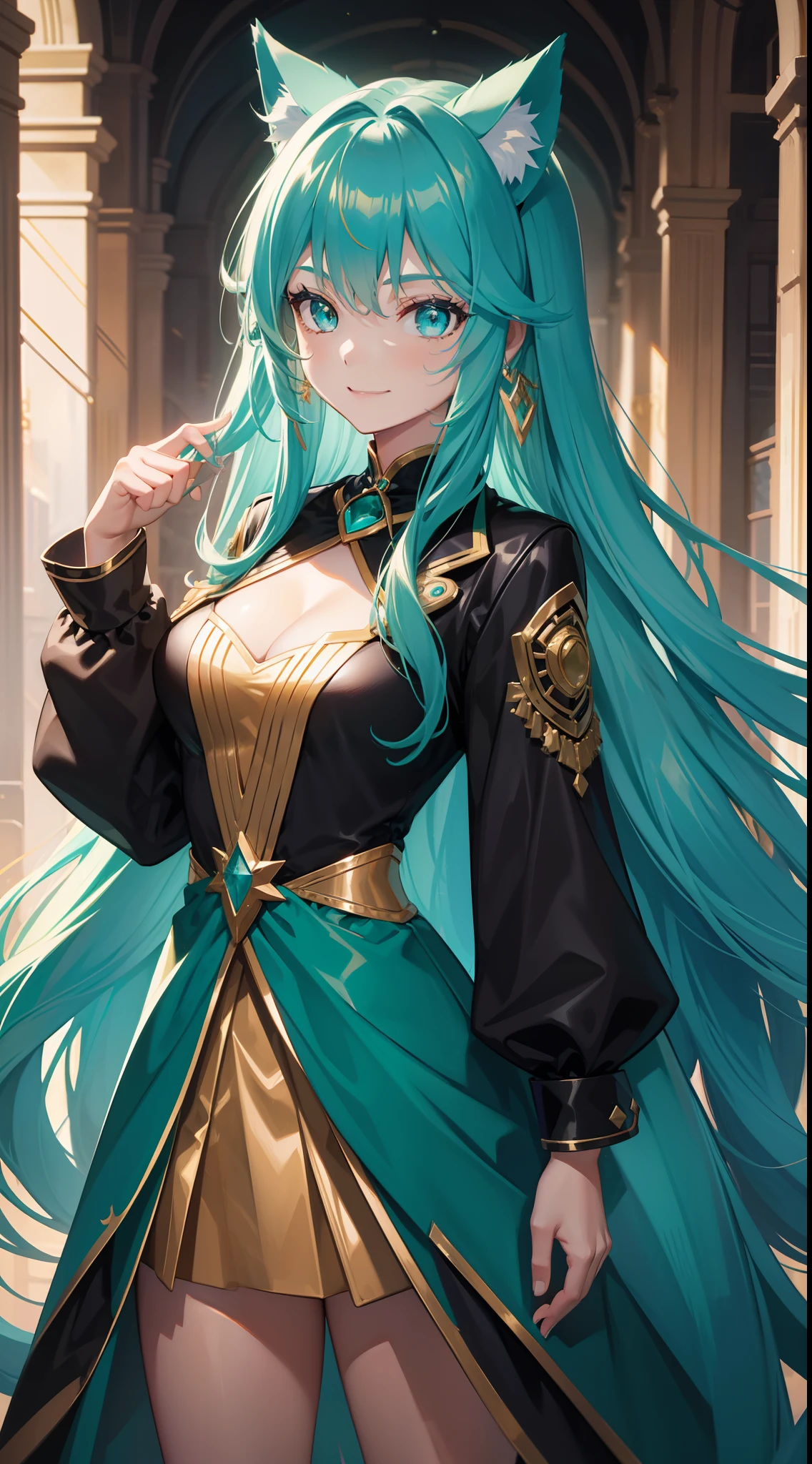 digital art, an anime girl, pretty face, pretty hair, fantasy hair, fantasy colored hair, fantasy eyes, pretty eyes, looking charming and bright, wearing super fantasy delicate tops and shorts, ultra detailed exotic outfit, wearing pretty fantasy jewelry, omit ugly hands, in a detailed exotic beautiful fantasy land, good lighting, super fantasy and cozy atmospheres
