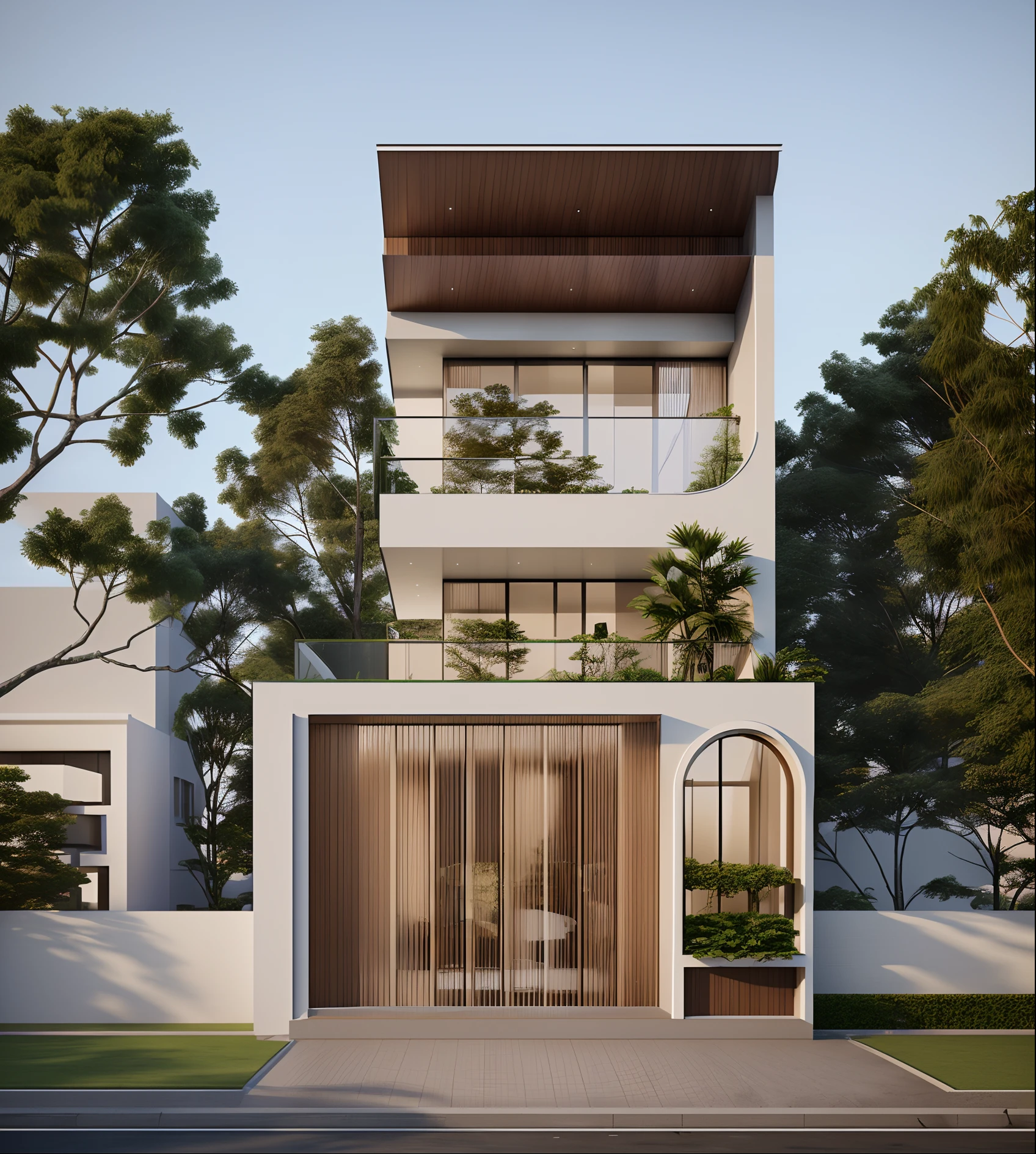 rendering of a modern residential villa, professional render, exterior grande angular 2023, highly detailed render, high-quality render, realism rendering, architectural render, high-quality render, Detailed rendering, hyperrealistic rendering, hyper - realistic render, very realistic 3 d render, high render, realism rendering, very realistic render