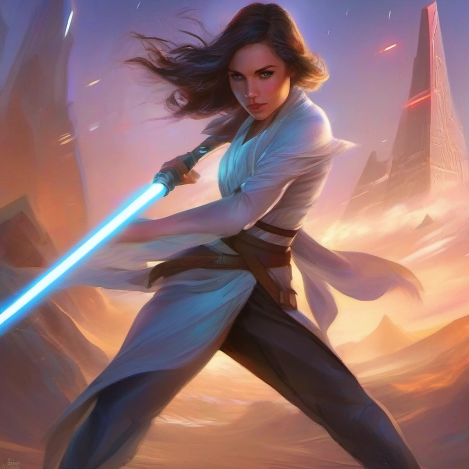 uma mulher em um vestido branco segurando um sabre de luz, Rei, Personagem de Star Wars, Jedi Feminino, Ross Tran 8 K, Alena Aenami e Artgerm, Artgerm Julie Bell Beeple, 8k arte impressionante, Lois Ross, epic digital art illustration, Arte Digital Star Wars, arte de personagem impressionante, Wojtek FUS