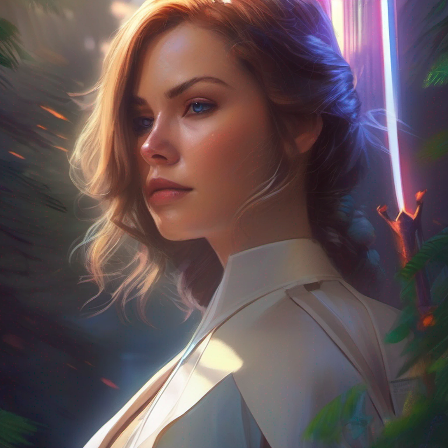 uma mulher em um vestido branco segurando um sabre de luz, Rei, Personagem de Star Wars, Jedi Feminino, Ross Tran 8 K, Alena Aenami e Artgerm, Artgerm Julie Bell Beeple, 8k arte impressionante, Lois Ross, epic digital art illustration, Arte Digital Star Wars, arte de personagem impressionante, Wojtek FUS