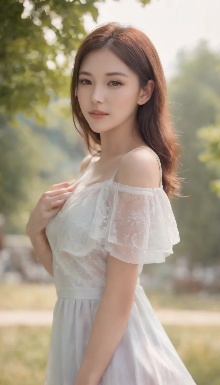 8K, Ultra-high resolution, Highest quality, masterpiece, 三分割法によるphotograph,Surreal, photograph, 1 Girl, (16 years old:1.3), pretty girl, Cute face, Beautiful eyes in every detail, 細かくdetailedに,masterpiece,One Girl:1.2, Japan Female Announcer,whole body,Fearful expression,Black Hair,Messy hair,広大な風景photograph、grassland、(View from below、Shows the sky above and below)、sunset、Girl in a white dress looking to the side、smile,Deng,Beautiful leg line beauty,Realistic Skin, Perfect and beautiful face ,完璧でCute face, Skin with attention to detail, Perfect limbs、Narrow waist、Thin legs),Looking at the audience、beauty,Long neck、(((Ideal body type))),A cup small breasts :2,Portraiture:2,Perfect Anatomy,鮮明なdetailed,detailed,Surreal,Light and shadow,darkness